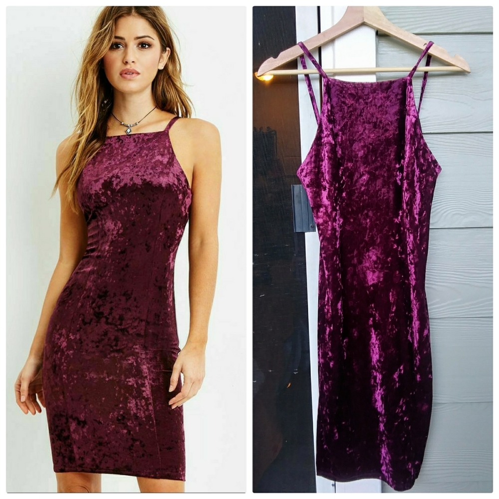 NWOT Forever 21 Velvet Bodycon Sleeveless Mini Dress in Purple: Size Small